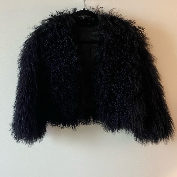 Mongolian Sheep Skin Crop Jacket size 4 Vintage Topshop - Picture 2 of 6